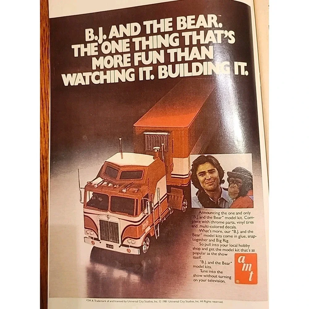 1981 AMT Toy Model PRINT AD ART - B.J. AND THE‎ BEAR TV Show Greg Evans 18 Wheel